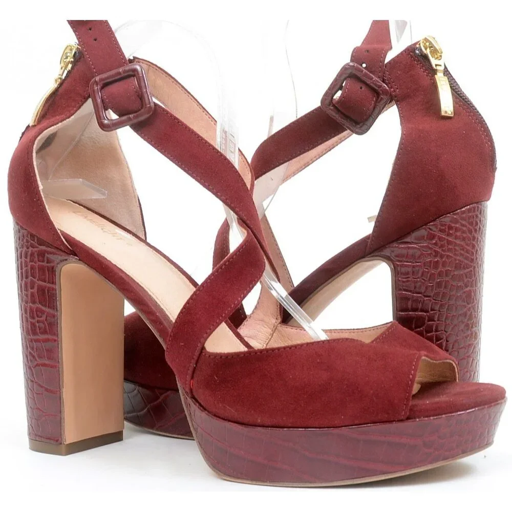 Limelight Women's Lyanna - Platform Peep Toe Block Dress Heels Shoe 10 Wine